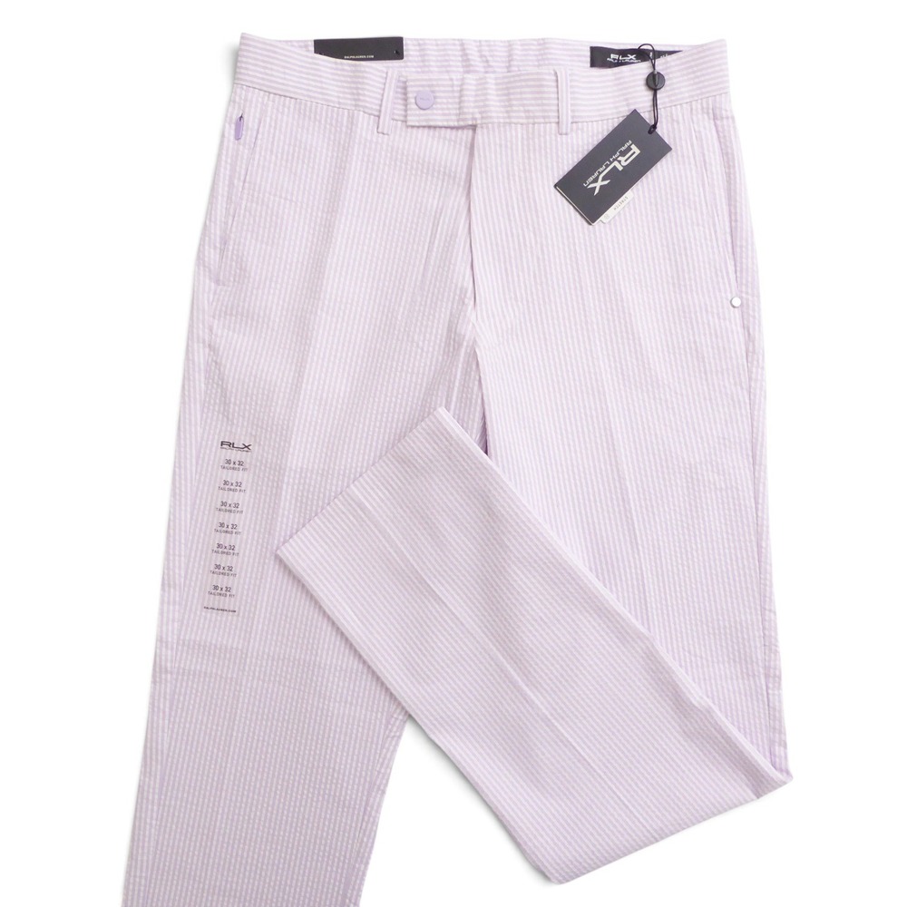 RLX Ralph Lauren Men Golf Pants Lilac Purple White Seersucker Tailored Fit 30x32